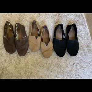 TOMS Bundle!  3 Pair; Tan, Black & Brown Sz 8.5